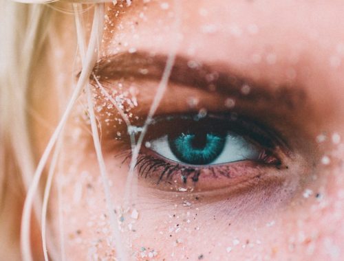 closeup view of woman with green eyes